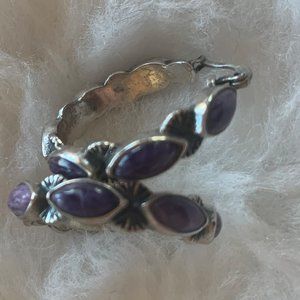 Sterling Sillver Purple Stone Earrings